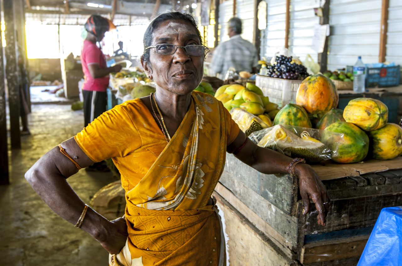 lady selling melons at the Jaffna market