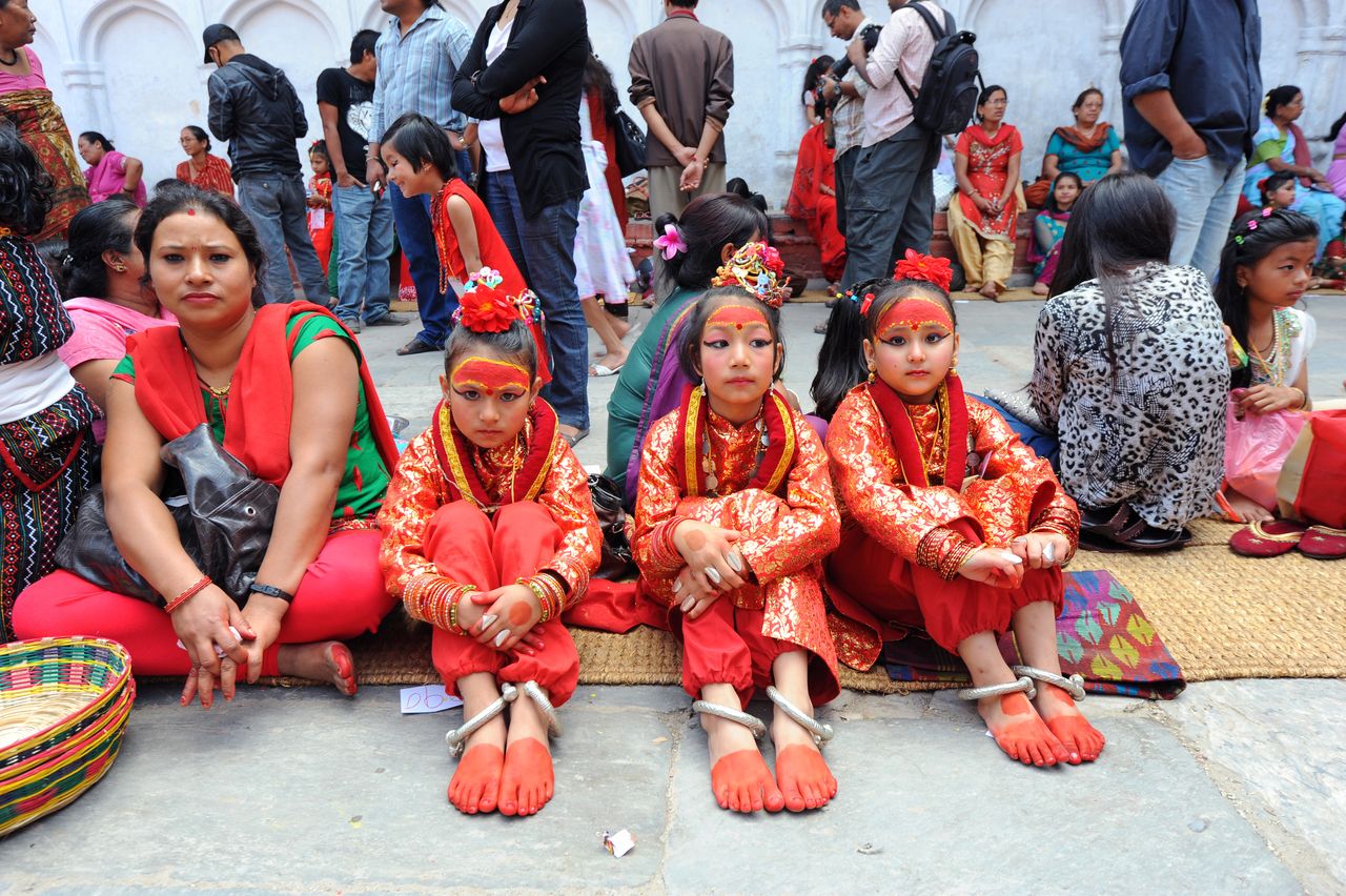 many little girls dress up as the Living Goddess Kumari kathmandu