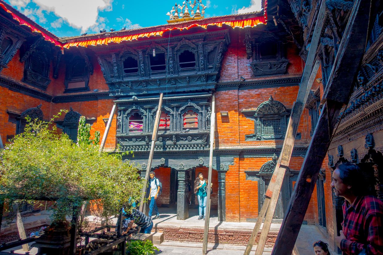 people walking in front of the Kumari Ghar kathmandu